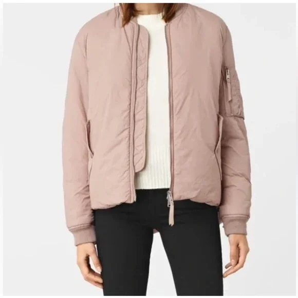 All Saints Tyne Dusty Pink Bomber Size S - Picture 1 of 13